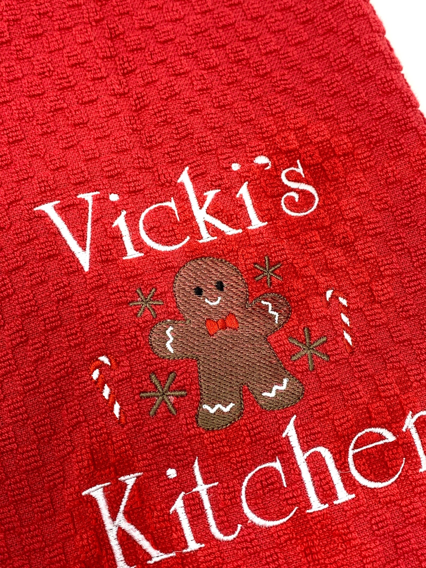 Personalized Red Gingerbread Christmas Towel