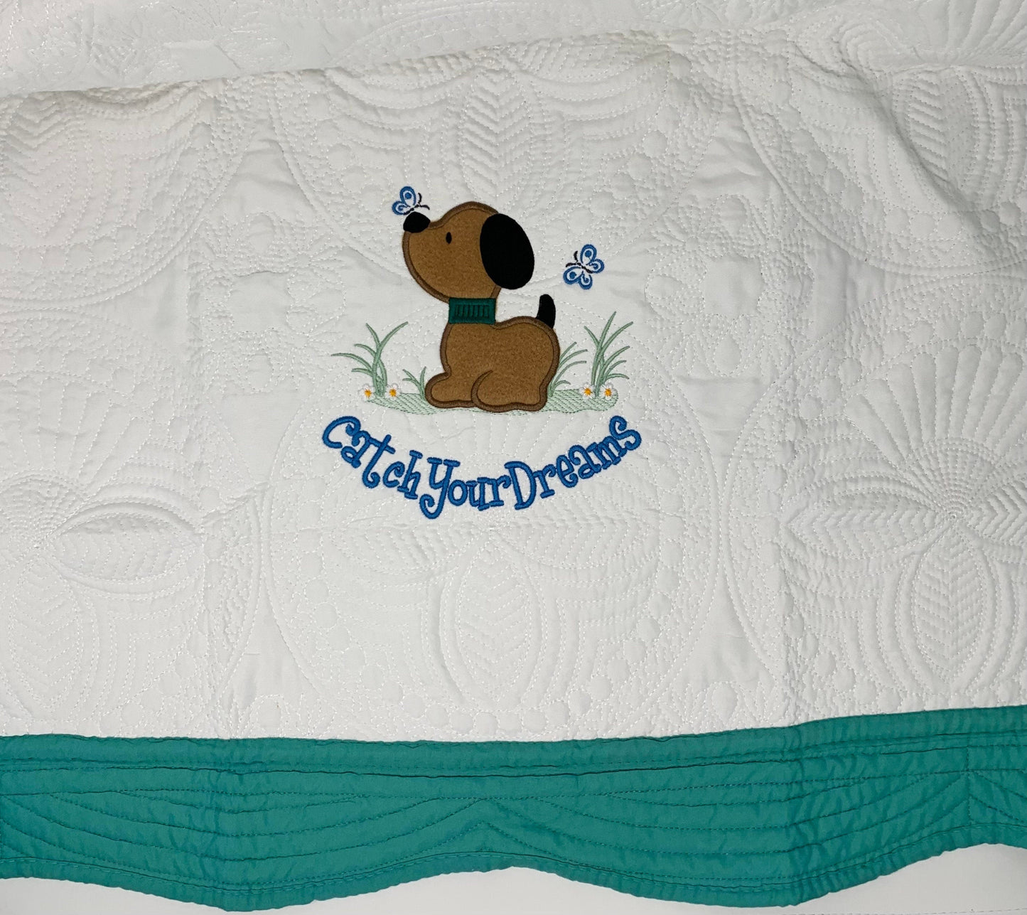 Personalized Baby Boy Applique Puppy Dog Quilt