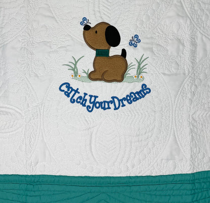 Personalized Baby Boy Applique Puppy Dog Quilt