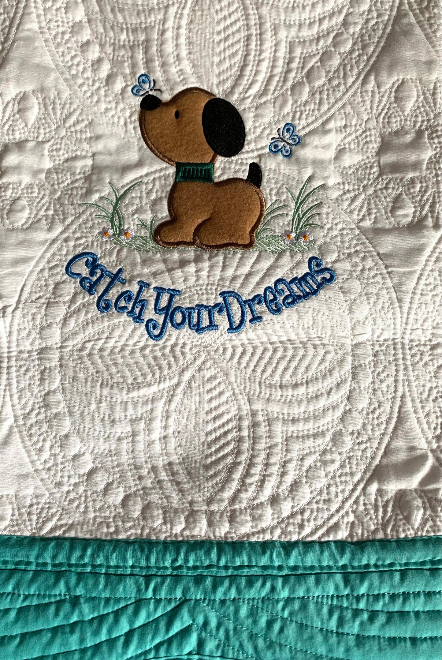 Personalized Baby Boy Applique Puppy Dog Quilt