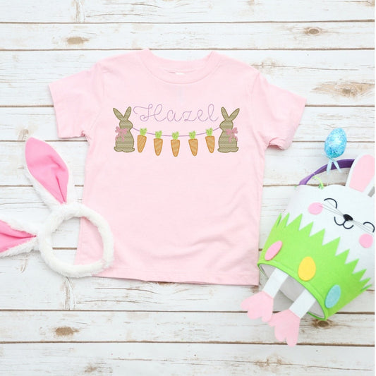 Girls Easter Shirt, Toddler Girls, Pink Easter Custom Tee Shirt, Bunny Shirt