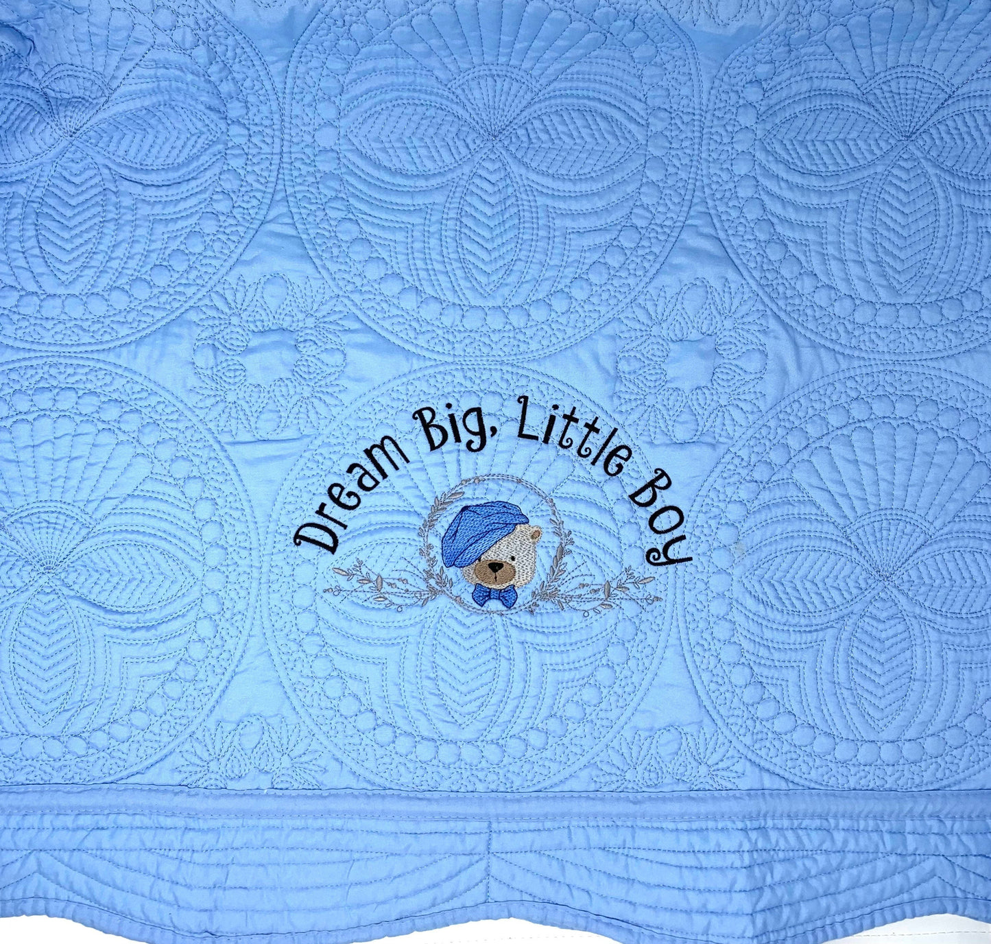 Personalized Blue Baby Boy Bear Quilt