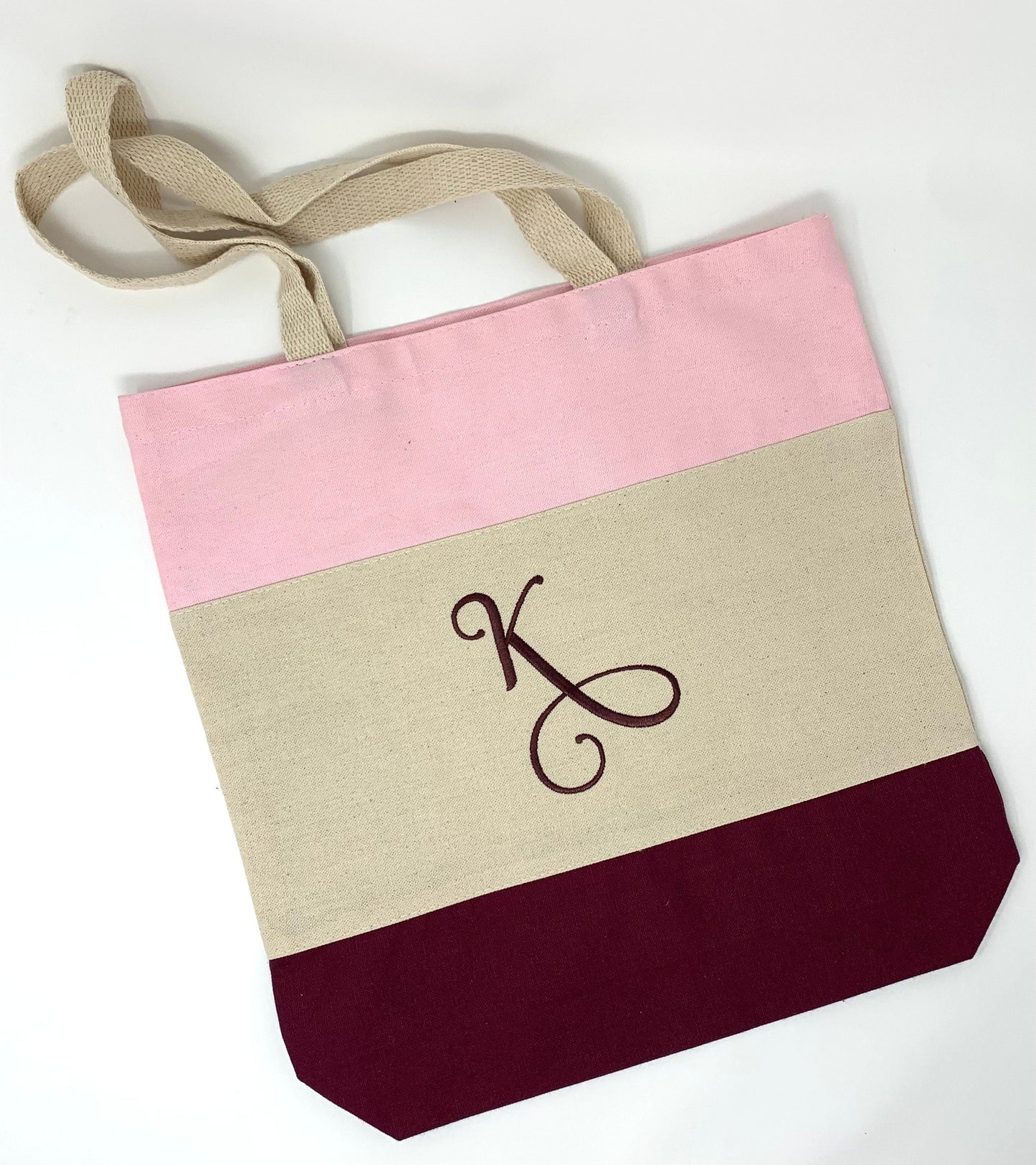 Tote Bag, Personalized, Canvas Tote, Beach Bag, Grocery Bag, Embroidered Initial